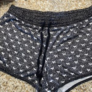 PINK black sleep shorts with dogs on them